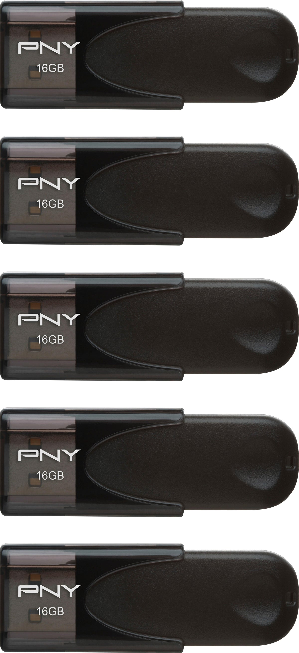 PNY - 16GB Attaché 4 Type A USB 2.0 Flash Drive 5-Pack - Black