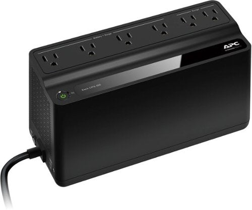 APC - UPS Battery Backup, 425VA/255W, Tower/Wall Mount, 6 Outlets, LED Indicator - Black