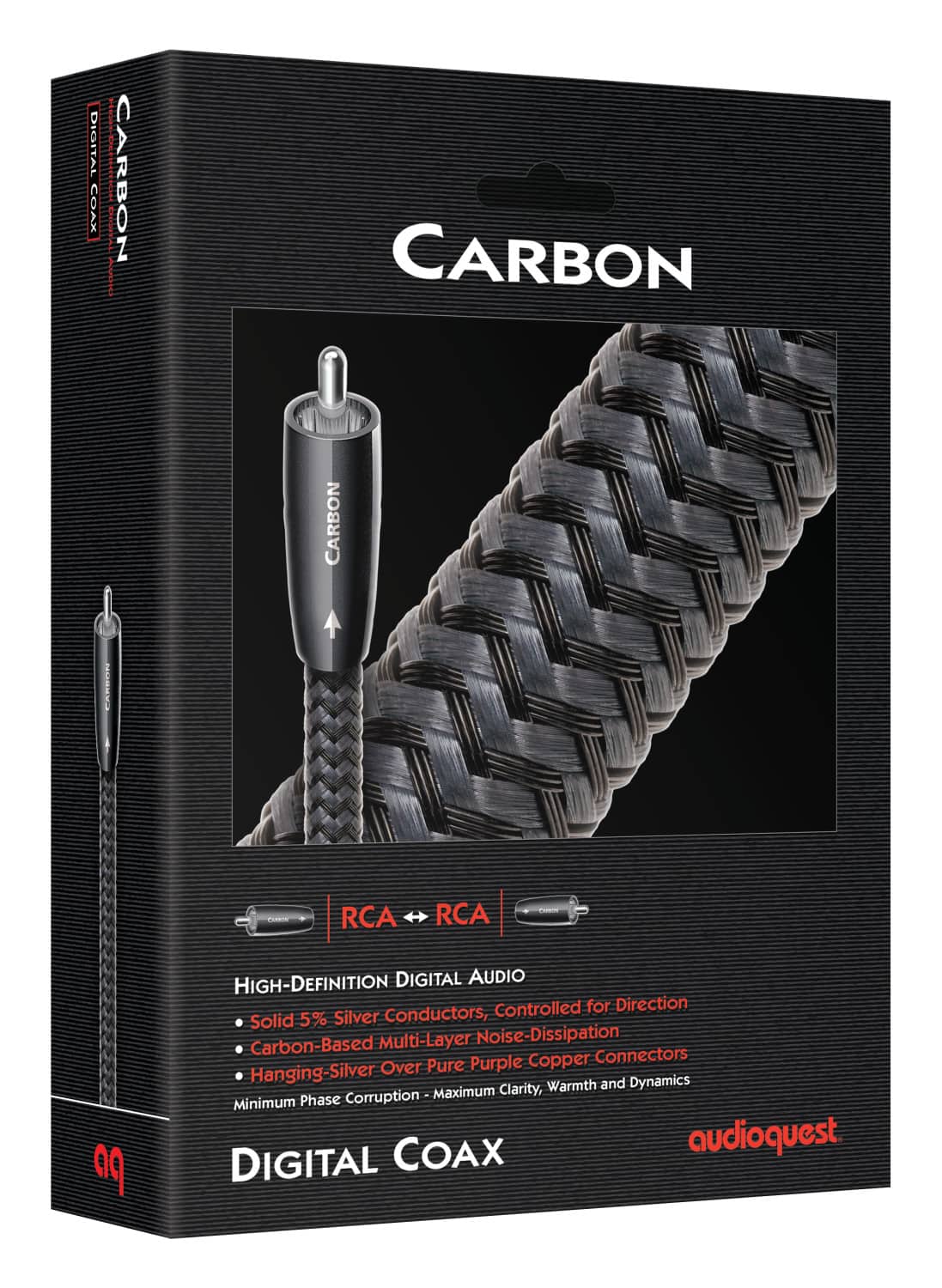AudioQuest - Carbon Coax 7.75' Digital Digital Audio Cable with RCA to RCA Connectors - Gray on Black