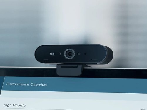 Logitech - Brio Ultra HD Pro 4096 x 2160 Business Webcam with RightLight 3 and Noise-Cancelling Dual Mics - Black