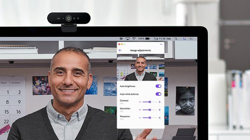 Logitech - Brio Ultra HD Pro 4096 x 2160 Business Webcam with RightLight 3 and Noise-Cancelling Dual Mics - Black