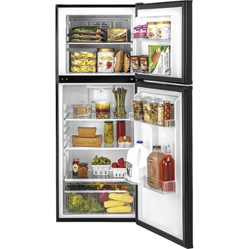 Haier - 24 in. Wide 9.8 Cu. Ft. Top-Freezer Refrigerator with Adjustable Spill-Proof Glass Shelves - Black