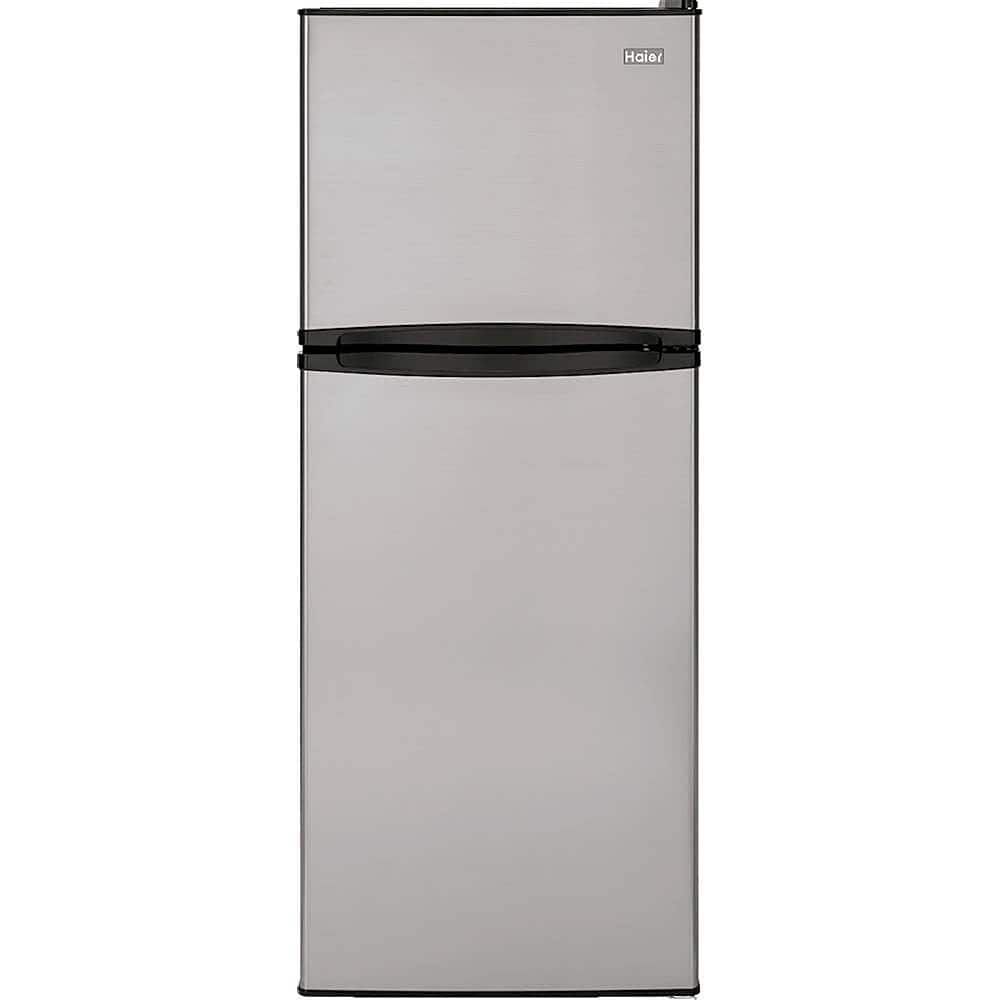 Haier - 24 in. Wide 9.8 Cu. Ft. Top-Freezer Refrigerator with Adjustable Spill Proof Glass Shelves - Stainless Steel