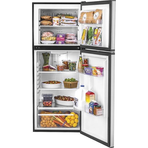 Haier - 24 in. Wide 9.8 Cu. Ft. Top-Freezer Refrigerator with Adjustable Spill Proof Glass Shelves - Stainless Steel