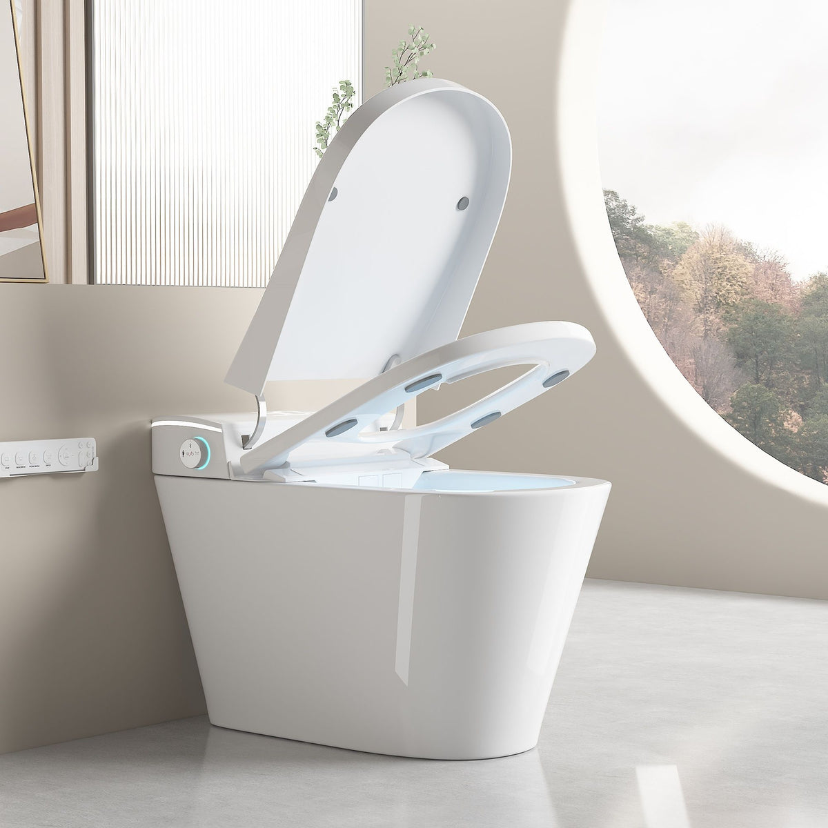 Inodoro inteligente con bidé con asiento de apertura/cierre automático, lavado con agua tibia, asiento con calefacción y control remoto inalámbrico