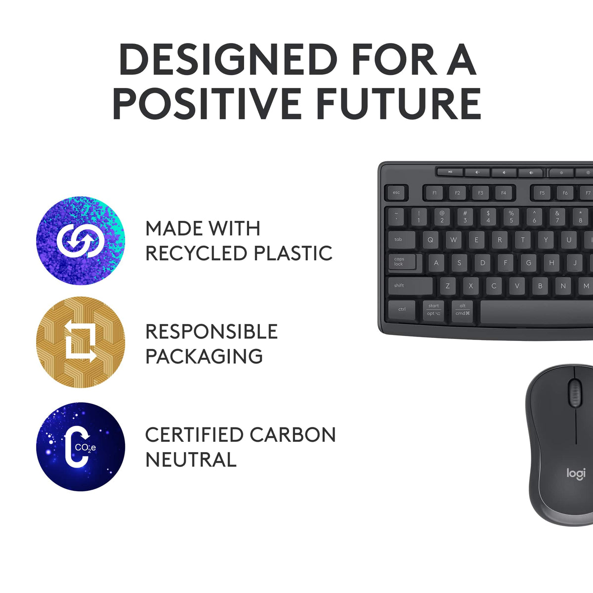 Logitech - MK370 Combo for Business Full-Size Wireless Membrane Keyboard and Mouse Bundle with Secure Logi Bolt USB Connection - Graphite