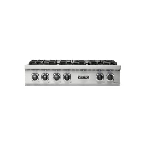 Viking - 36 in. Wide 6 Burner Built-in 5 Series Gas Sealed Burner Rangetop - Stainless Steel