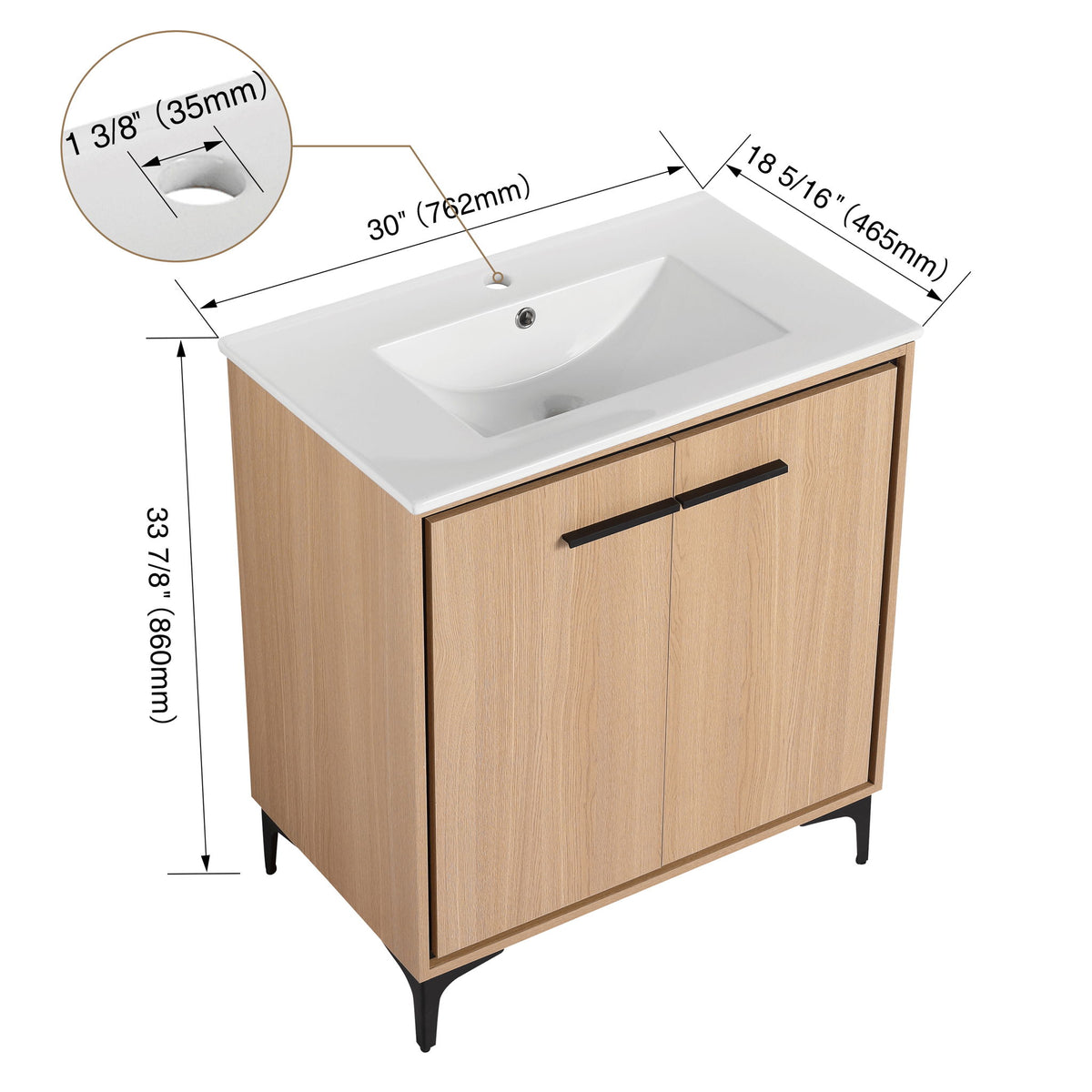 Mueble de baño moderno con lavabo y gabinete de almacenamiento
