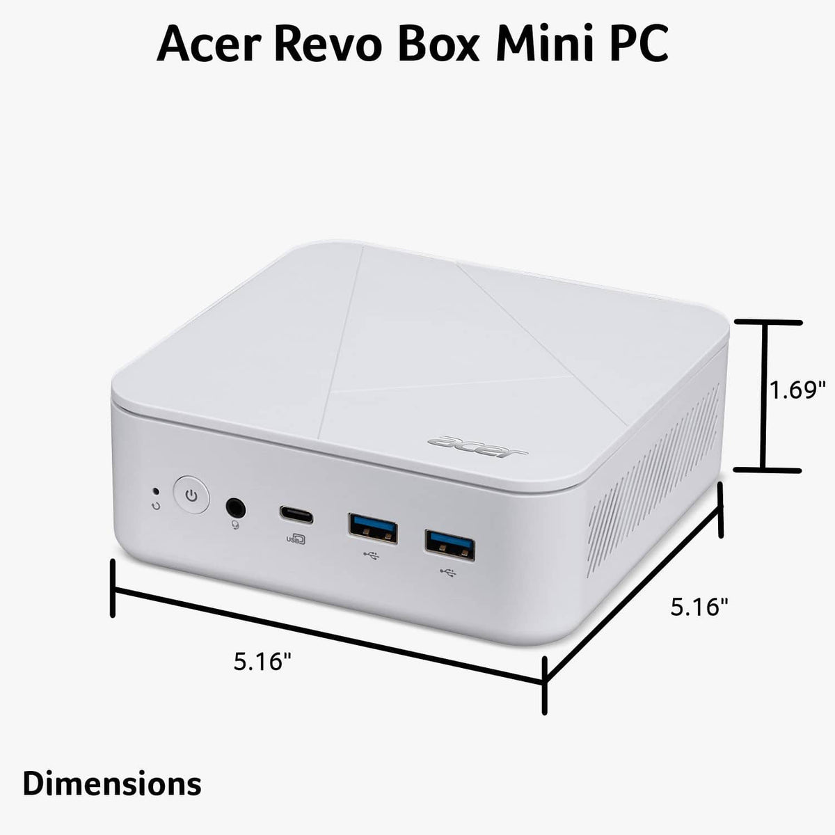Acer - Revo Box RB102-13N0U-UB30 Mini PC Desktop - Intel Processor N150 2025 - 8GB DDR4 Memory - 512GB Storage - White