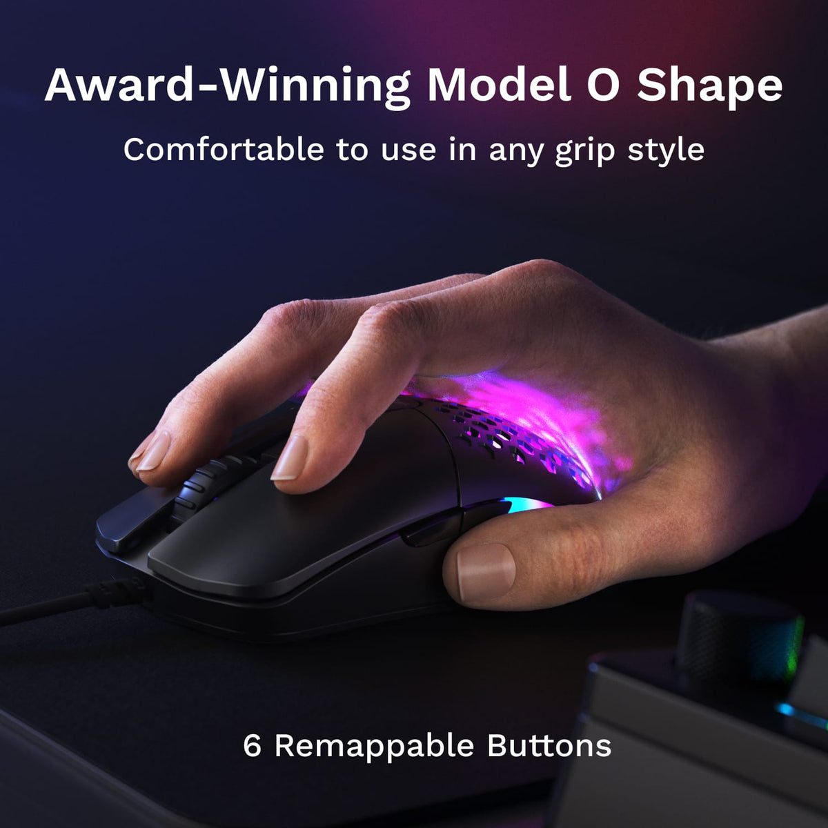 Glorious - Model O Eternal Lightweight Wired Optical Gaming Mouse with Dual-Zone RGB Lighting - Wired - Matte Black