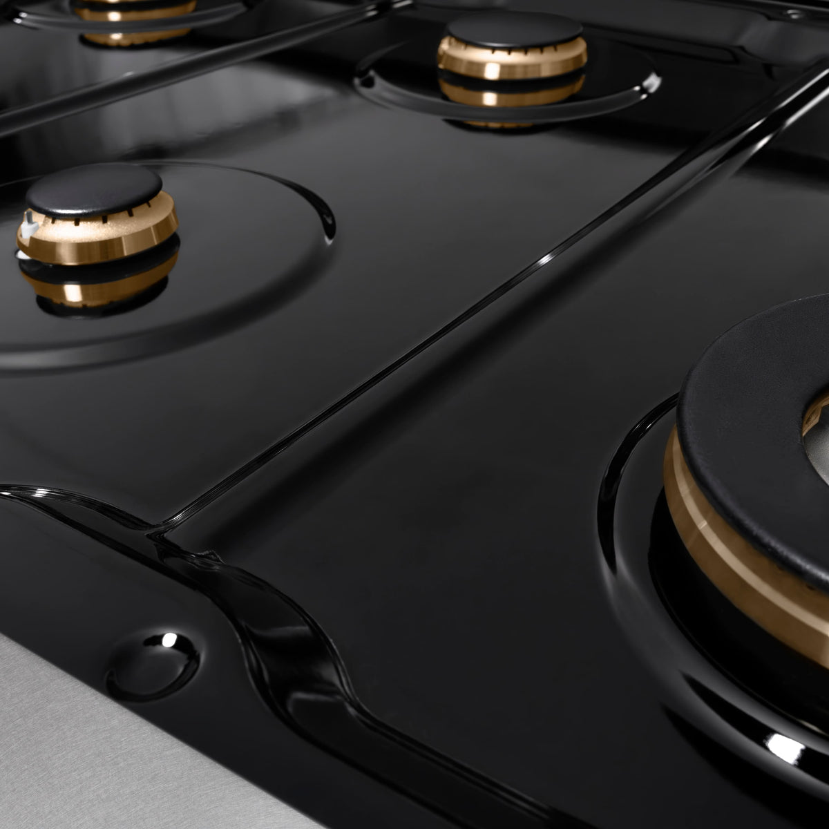 ZLINE - Autograph 48 in. Slide-In Classic Rangetop w/ 8 Burners in Satin Stainless Steel & Bronze Accents - Satin Stainless Steel