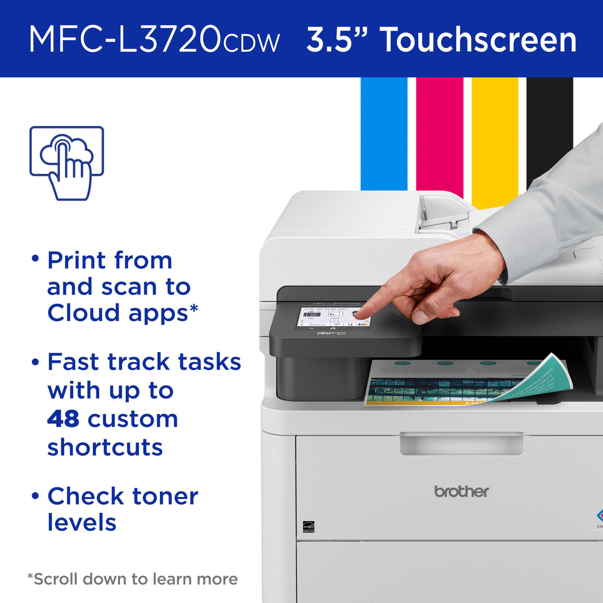 Brother - MFC-L3720CDW Wireless Digital Color All-in-One Printer with Laser Quality Output, Great for Small Offices - White