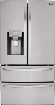 LG - 36-in Wide 27.8 Cu. Ft. 4-Door French Door Smart Refrigerator with Double Freezer Drawers - Stainless Steel