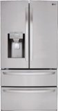 LG - 36-in Wide 27.8 Cu. Ft. 4-Door French Door Smart Refrigerator with Double Freezer Drawers - Stainless Steel