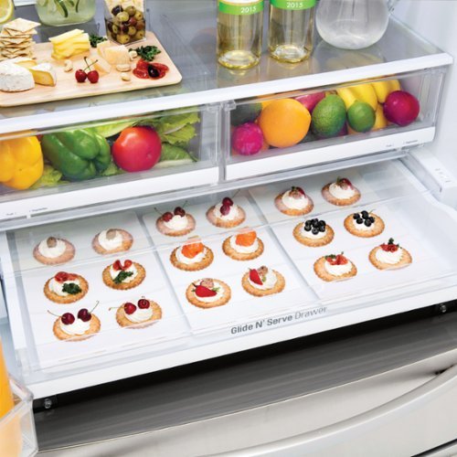 LG - 36-in Wide 27.8 Cu. Ft. 4-Door French Door Smart Refrigerator with Double Freezer Drawers - Stainless Steel