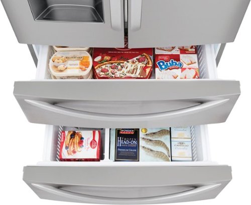 LG - 36-in Wide 27.8 Cu. Ft. 4-Door French Door Smart Refrigerator with Double Freezer Drawers - Stainless Steel