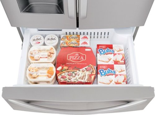 LG - 36-in Wide 27.8 Cu. Ft. 4-Door French Door Smart Refrigerator with Double Freezer Drawers - Stainless Steel