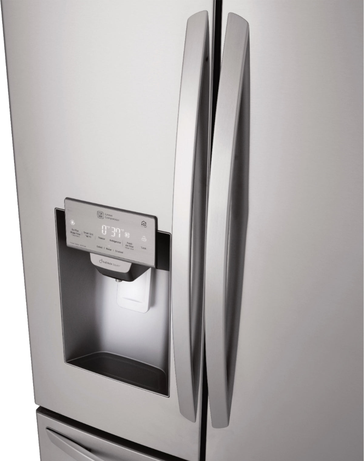 LG - 36-in Wide 27.8 Cu. Ft. 4-Door French Door Smart Refrigerator with Double Freezer Drawers - Stainless Steel