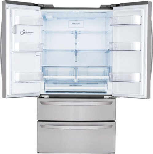 LG - 36-in Wide 27.8 Cu. Ft. 4-Door French Door Smart Refrigerator with Double Freezer Drawers - Stainless Steel