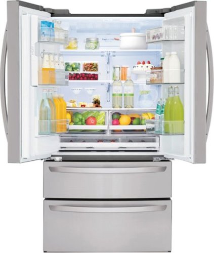 LG - 36-in Wide 27.8 Cu. Ft. 4-Door French Door Smart Refrigerator with Double Freezer Drawers - Stainless Steel