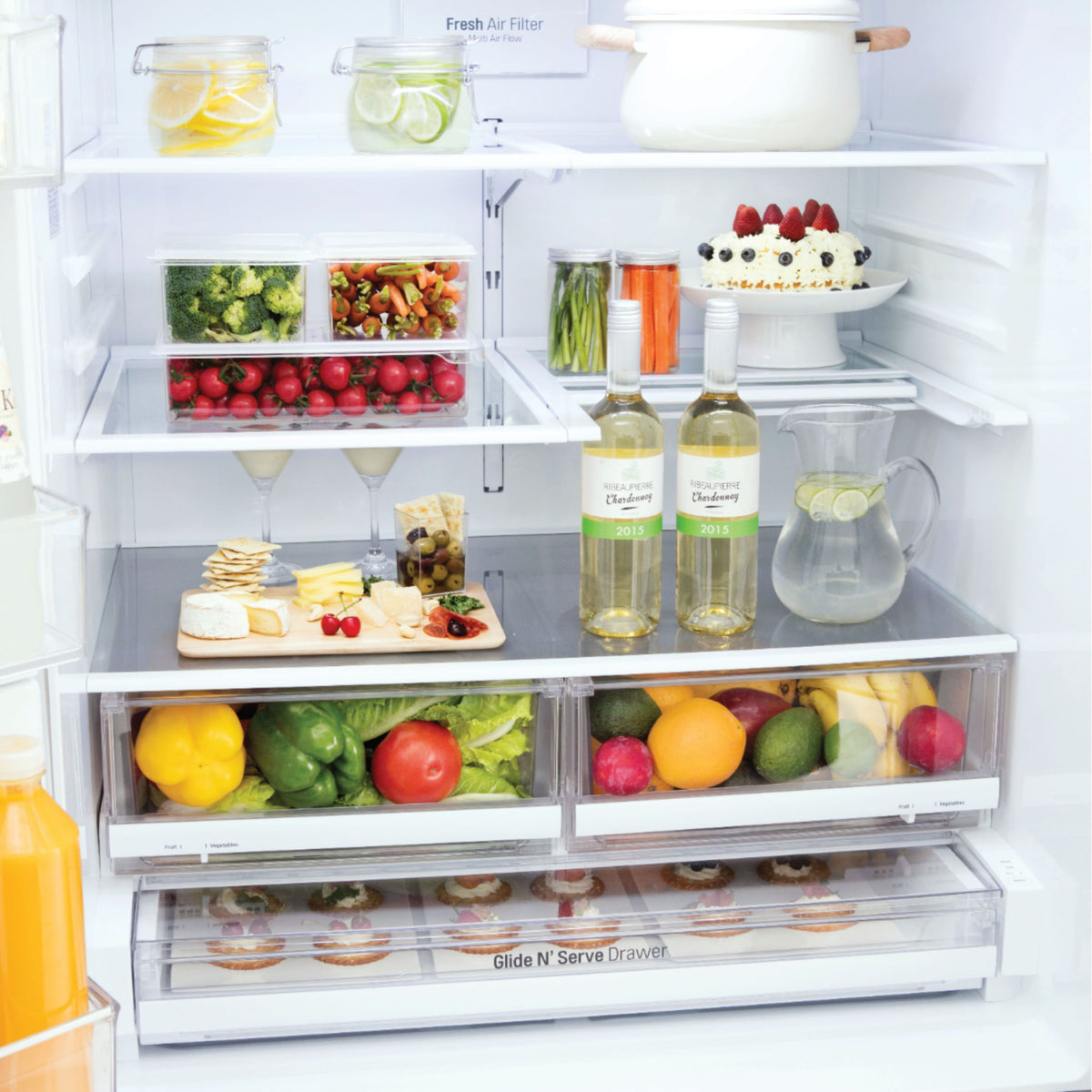 LG - 36-in Wide 27.8 Cu. Ft. 4-Door French Door Smart Refrigerator with Double Freezer Drawers - Stainless Steel