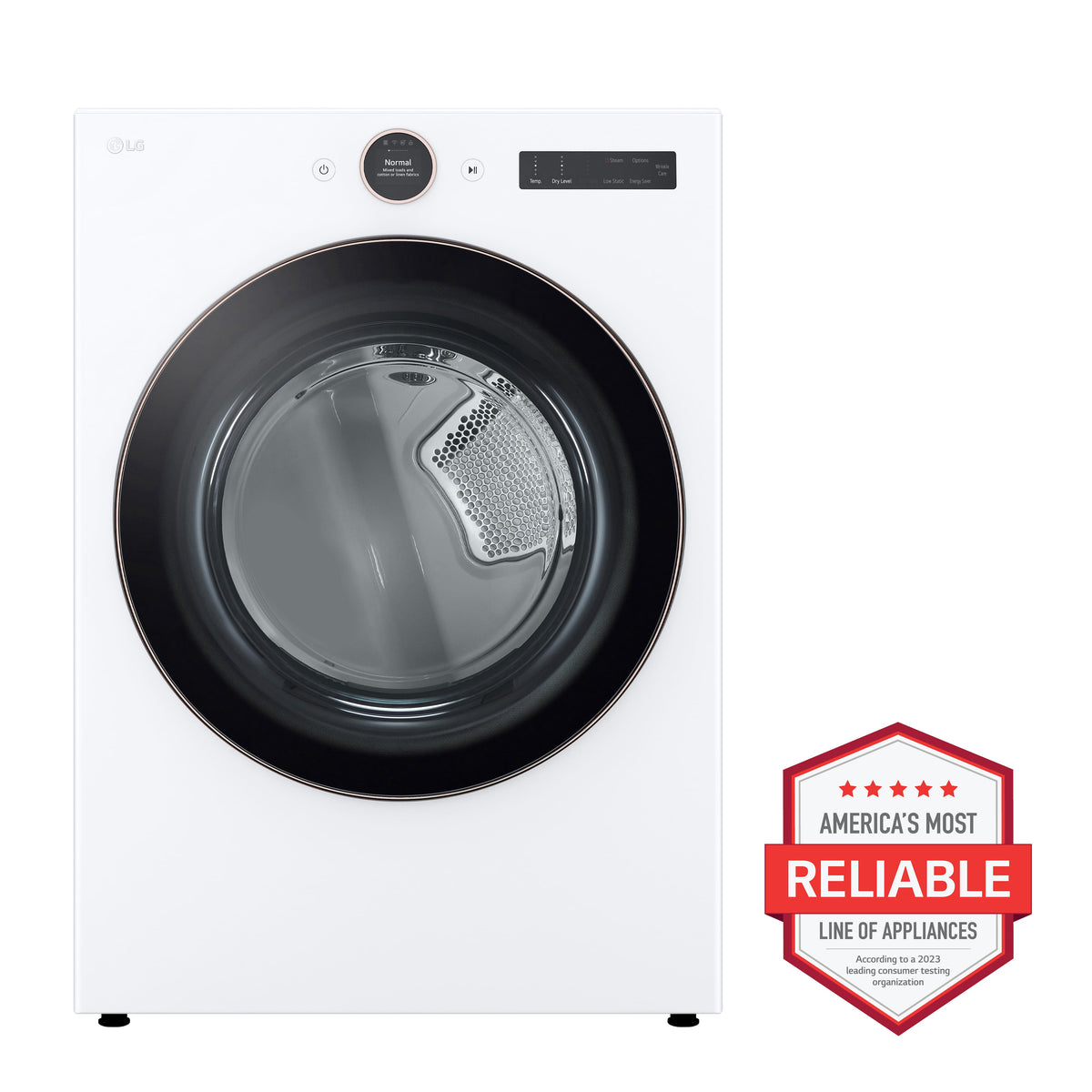 LG - 7.4 Cu. Ft. Stackable Smart Gas Dryer with Steam and Sensor Dry - White