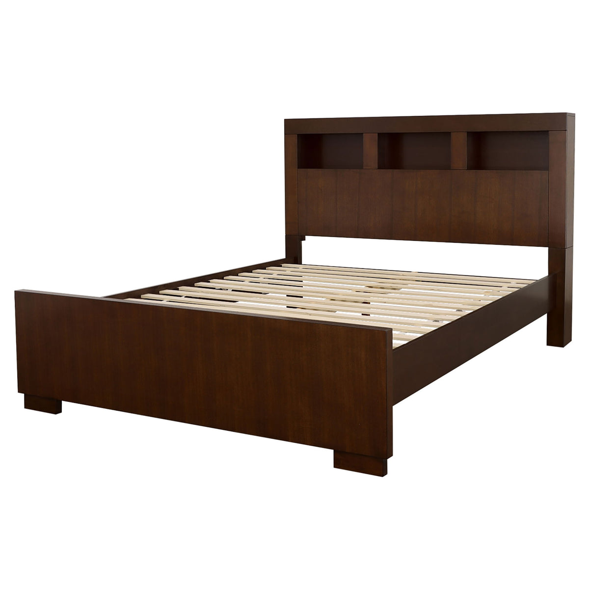 Ardino - California King Bed With Bookcase Headboard - Cappuccino