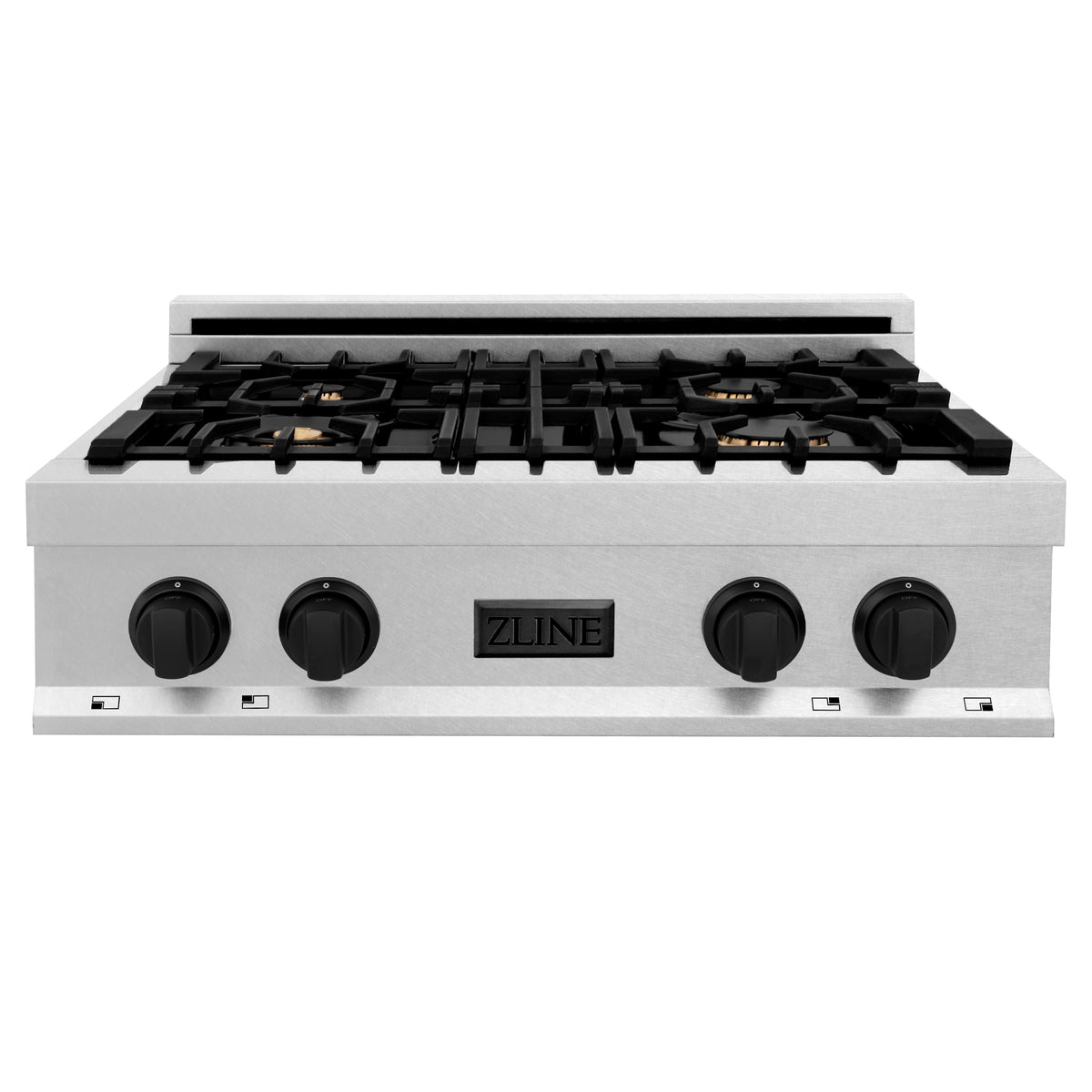 ZLINE - Autograph 30 in. Legacy Gas Rangetop with 4 Burners in Satin Steel with Black Accents - Satin Stainless Steel