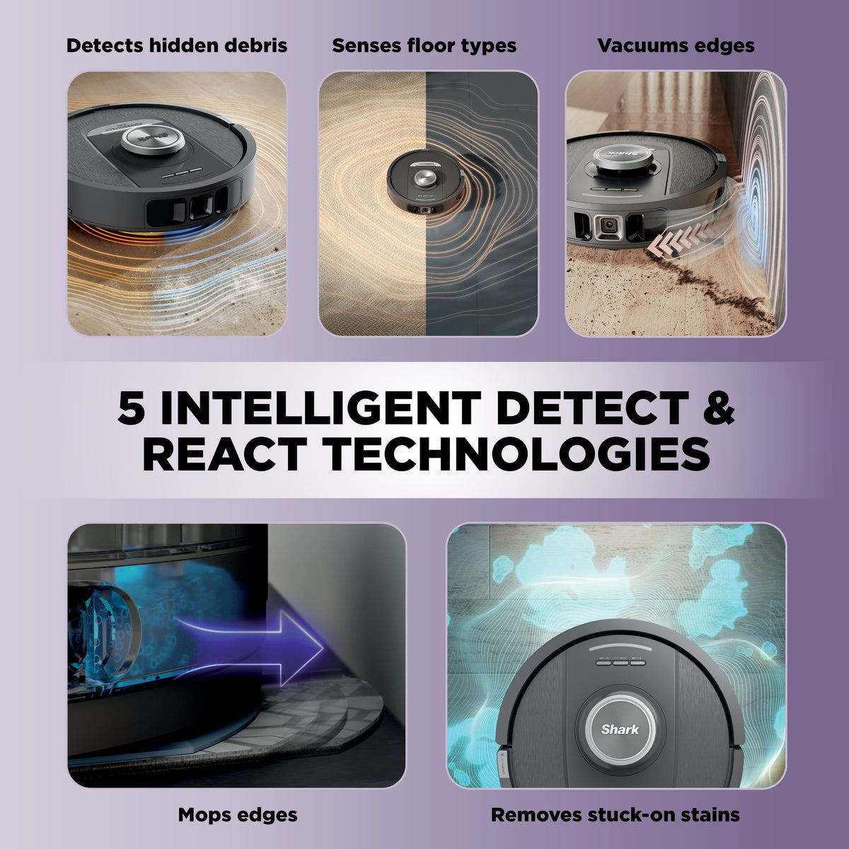 Shark - Robot Vacuum & Mop PowerDetect NeverTouch, Combo, Self-Emptying & Self-Refilling, 60-Day Debris Capacity with Pad Dry - Gaia Grey
