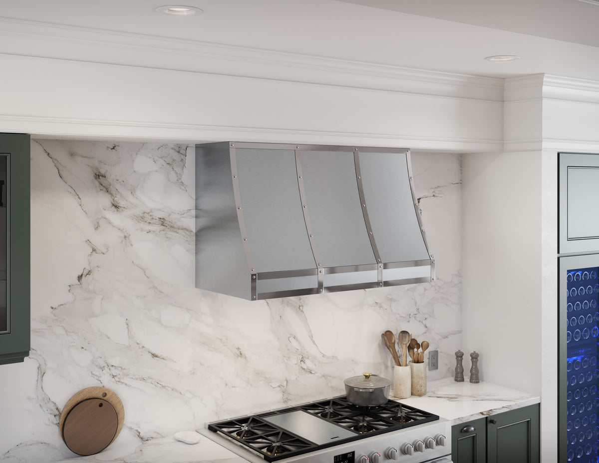 Zephyr - 48 inches - Convertible - Shell Range Hood - Stainless Steel