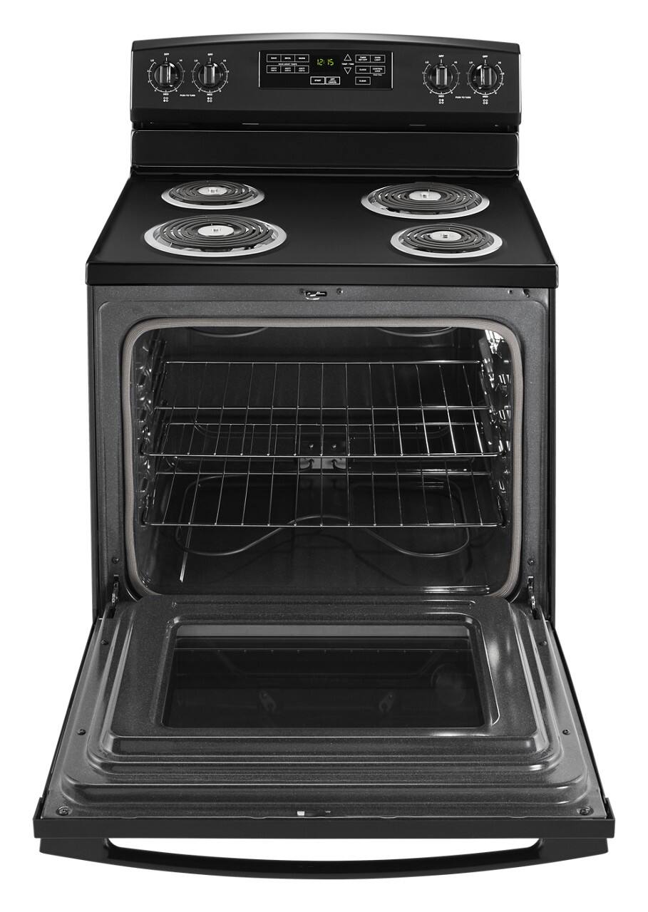 Amana - 30 in. Wide 4 elements 4.8 cu. ft. Self-Cleaning Freestanding Electric Range - Black