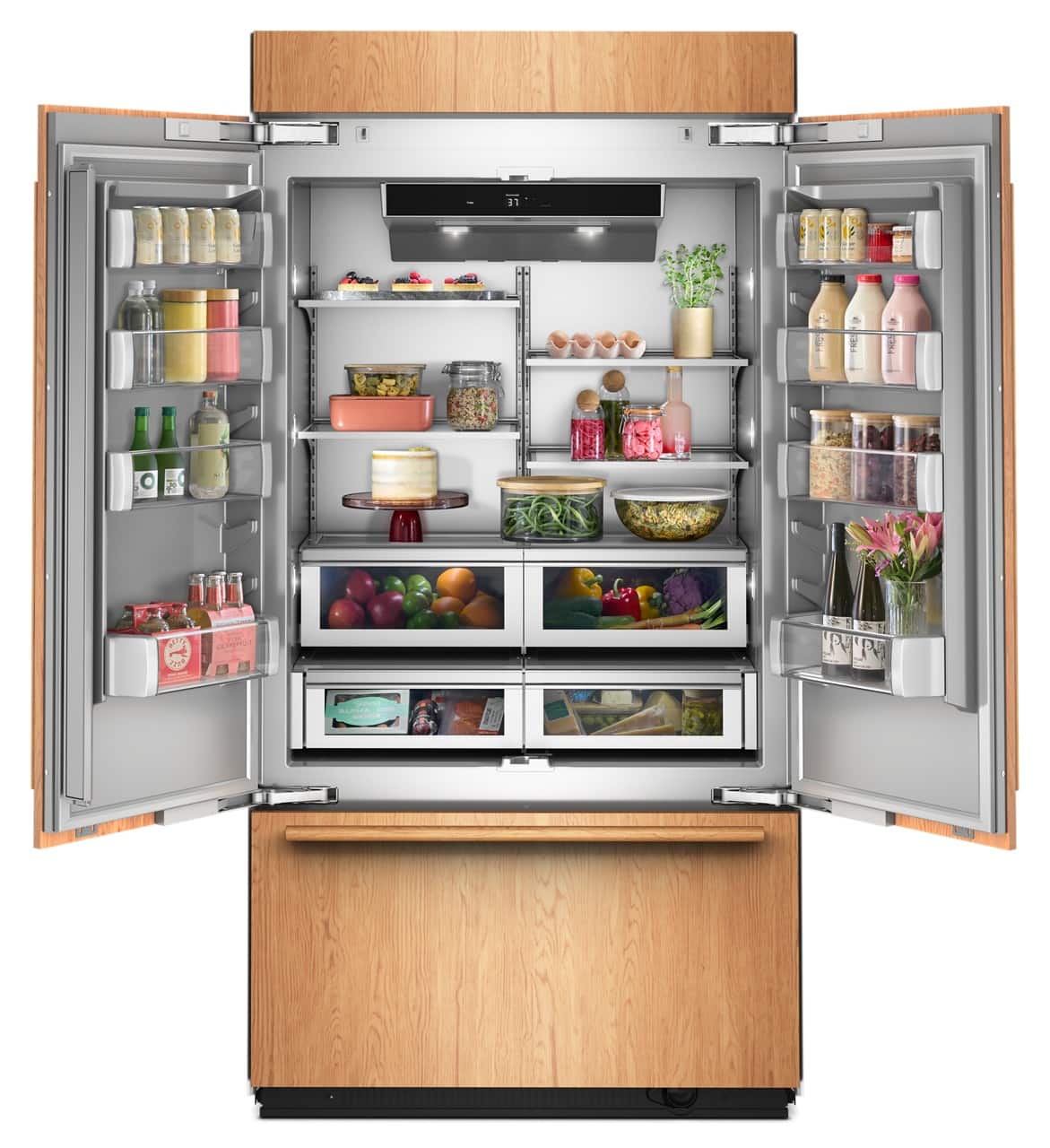 KitchenAid - 42" wide 24.2 cu. ft. Built-In Panel-Ready (not included) French Door Bottom Mount Refrigerator with Platinum Interior - Custom Panel Ready