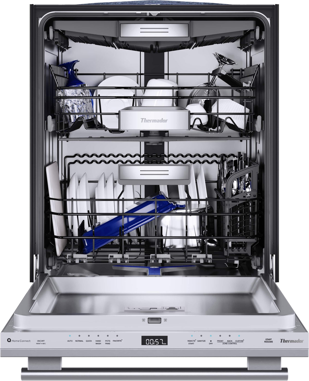 Thermador - Star Sapphire 24" Top Control Smart Built-In Stainless Steel Tub Dishwasher with 3rd Rack and Masterpiece Handle, 42 dBA - Stainless Steel