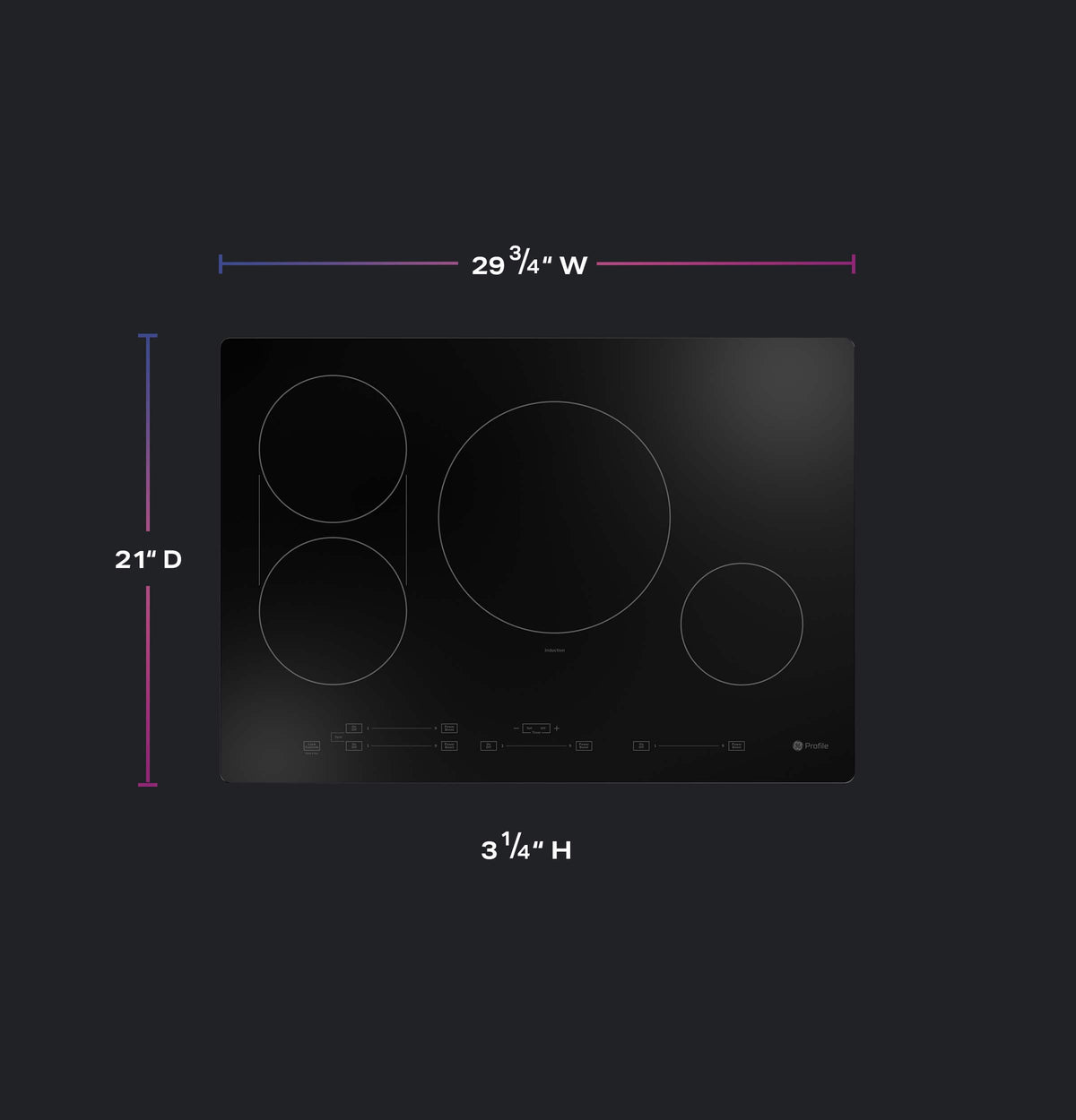 GE Profile - 30" Built-In Electric Induction Cooktop with 4 Elements, Slide Touch Controls, and Power Boost - Black