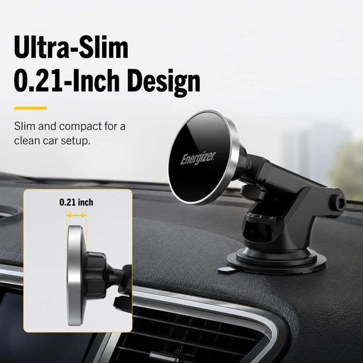 Energizer - Ultimate 15W MagSafe Magnetic Universal 3-in-1 Wireless Car Charger/Mount with Vent, Dash and Windshield Mounts Included - Silver