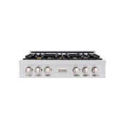 ZLINE - 36 in. Wide 6 Burner Classic Gas Rangetop with  and Porcelain Cooktop in Stainless Steel (RT-BR-36) - Stainless Steel