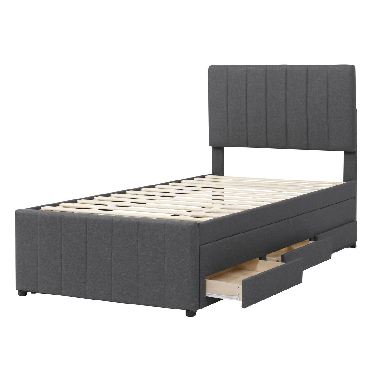 Upholstered Design Platform Bed With Trundle