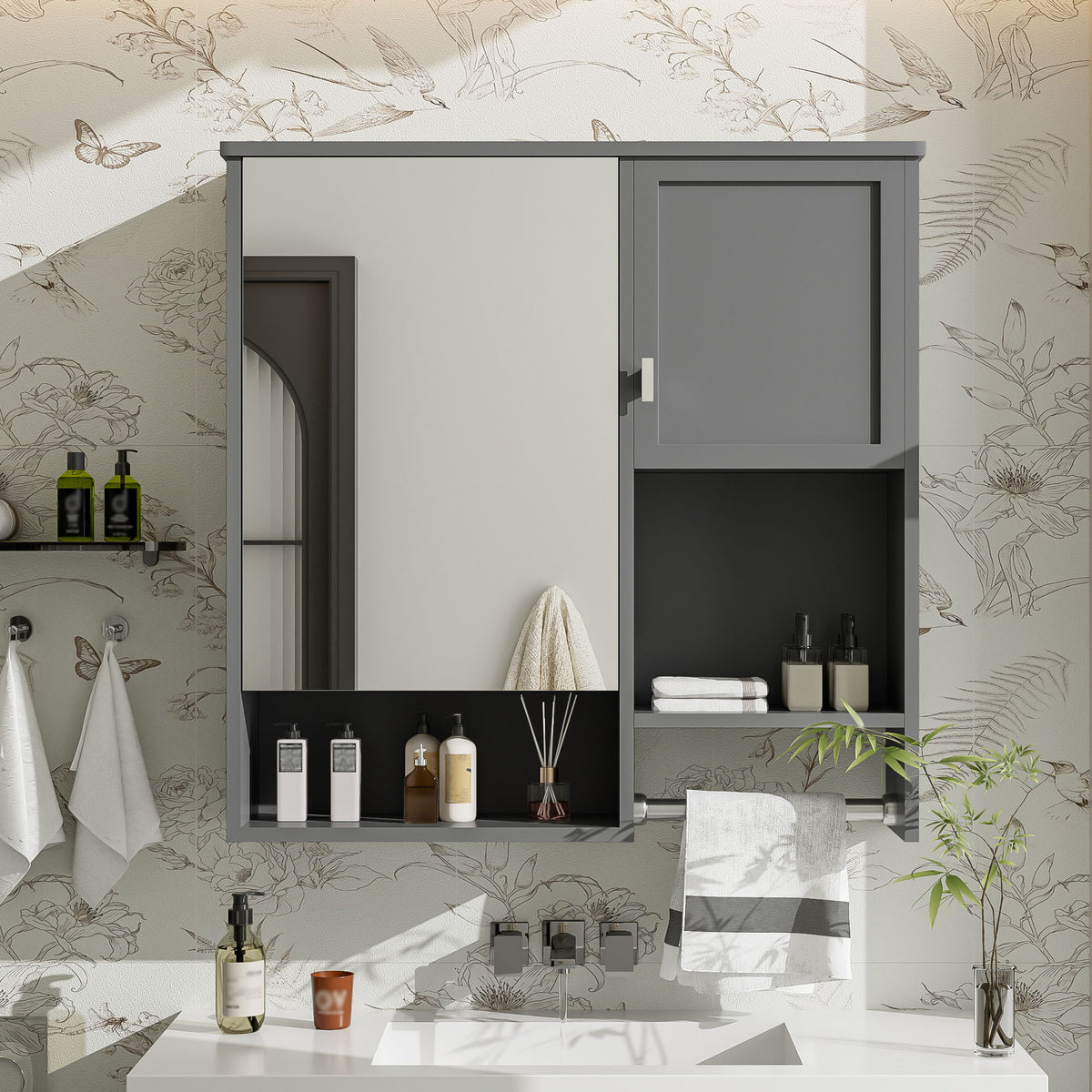 Modern Wall Mounted Bathroom Medicine Cabinet, Bathroom Wall Storage Cabinet With Mirror