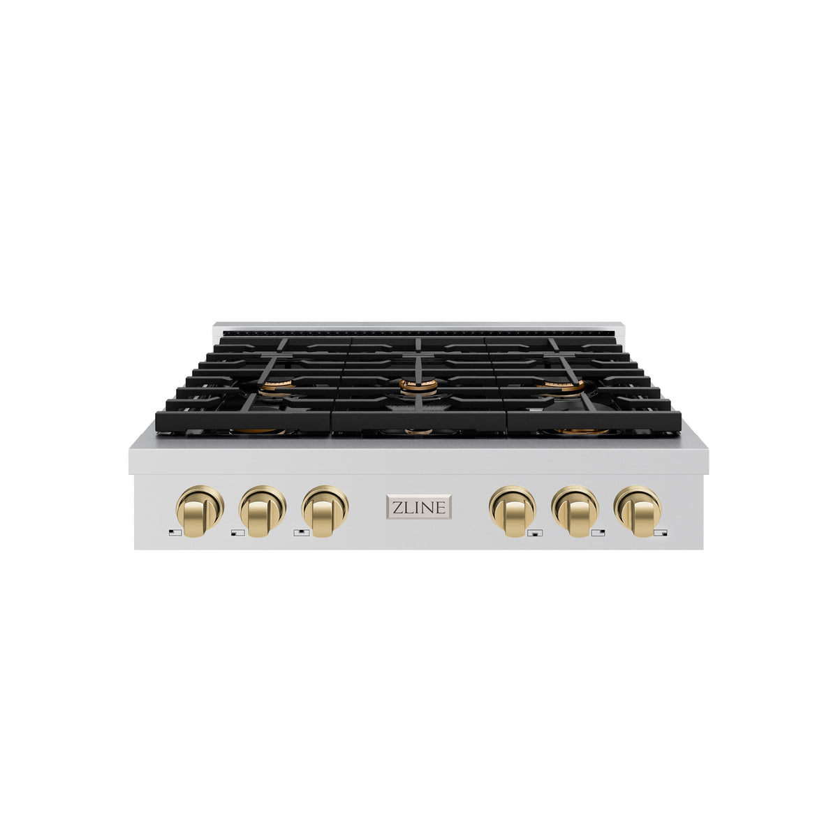 ZLINE - 36 in. Wide 6 Burner AutographParamount Gas Rangetop with Champagne Bronze Accents (SRTZ-36-CB) - Stainless Steel