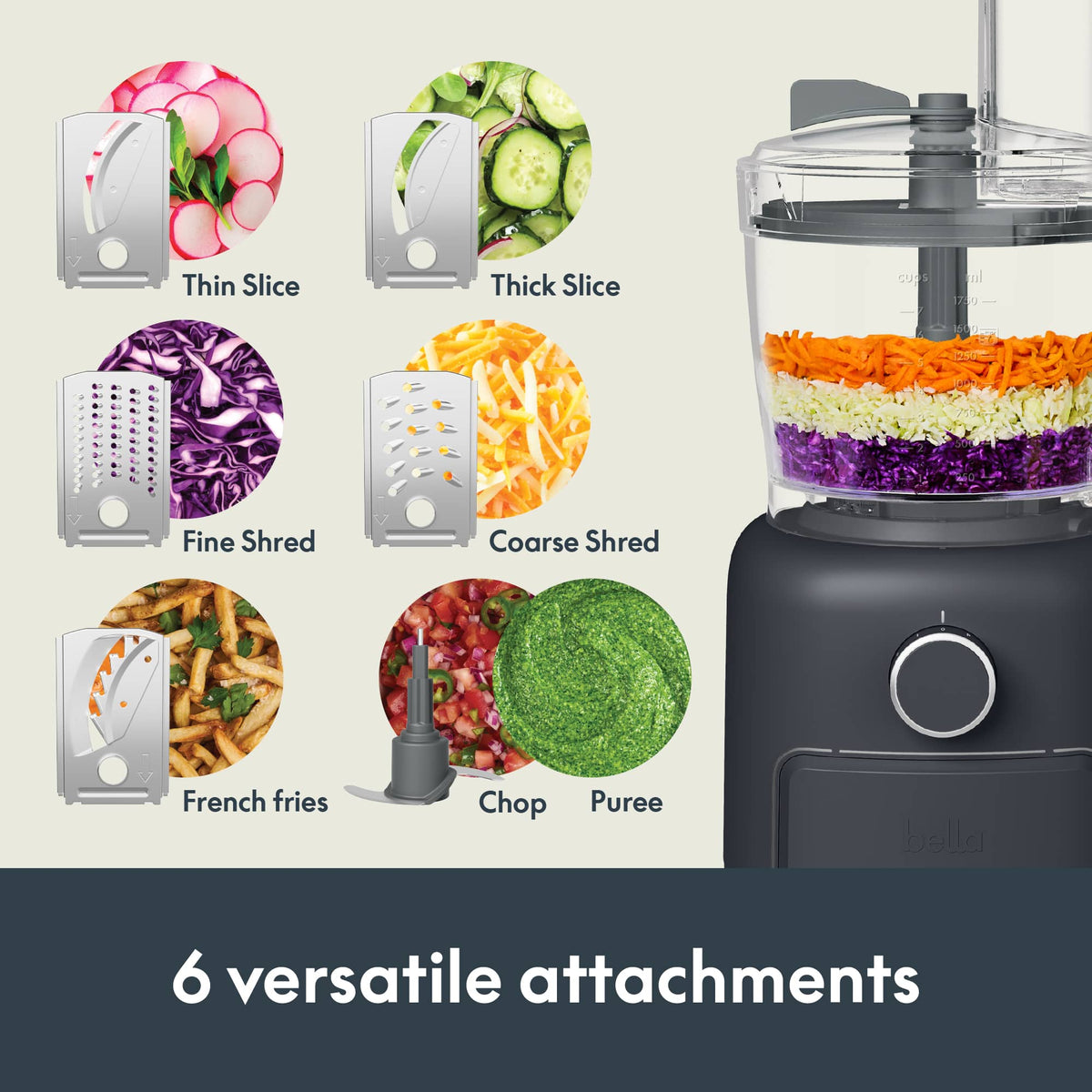 Bella - CHOP 10-Cup Food Processor - Slate