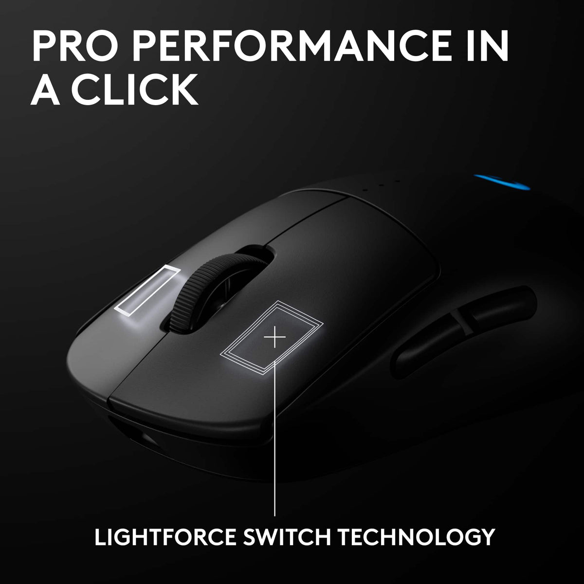 Logitech - PRO 2 LIGHTSPEED Lightweight Optical HERO 44K DPI Gaming Mouse with 4 Customizable and Switchable Magnetic Side Buttons - Wireless - Black