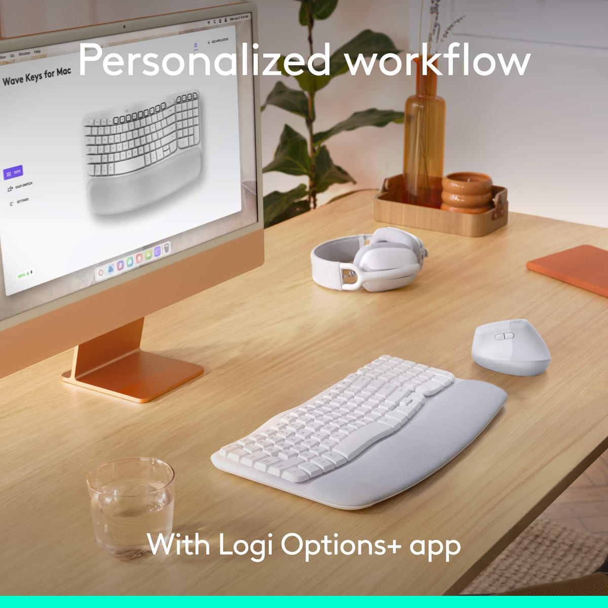 Logitech - Wave Keys for Mac and Lift Vertical for Mac Wireless Ergonomic Keyboard and Mouse Bundle for macOS/iPadOS - Off-White