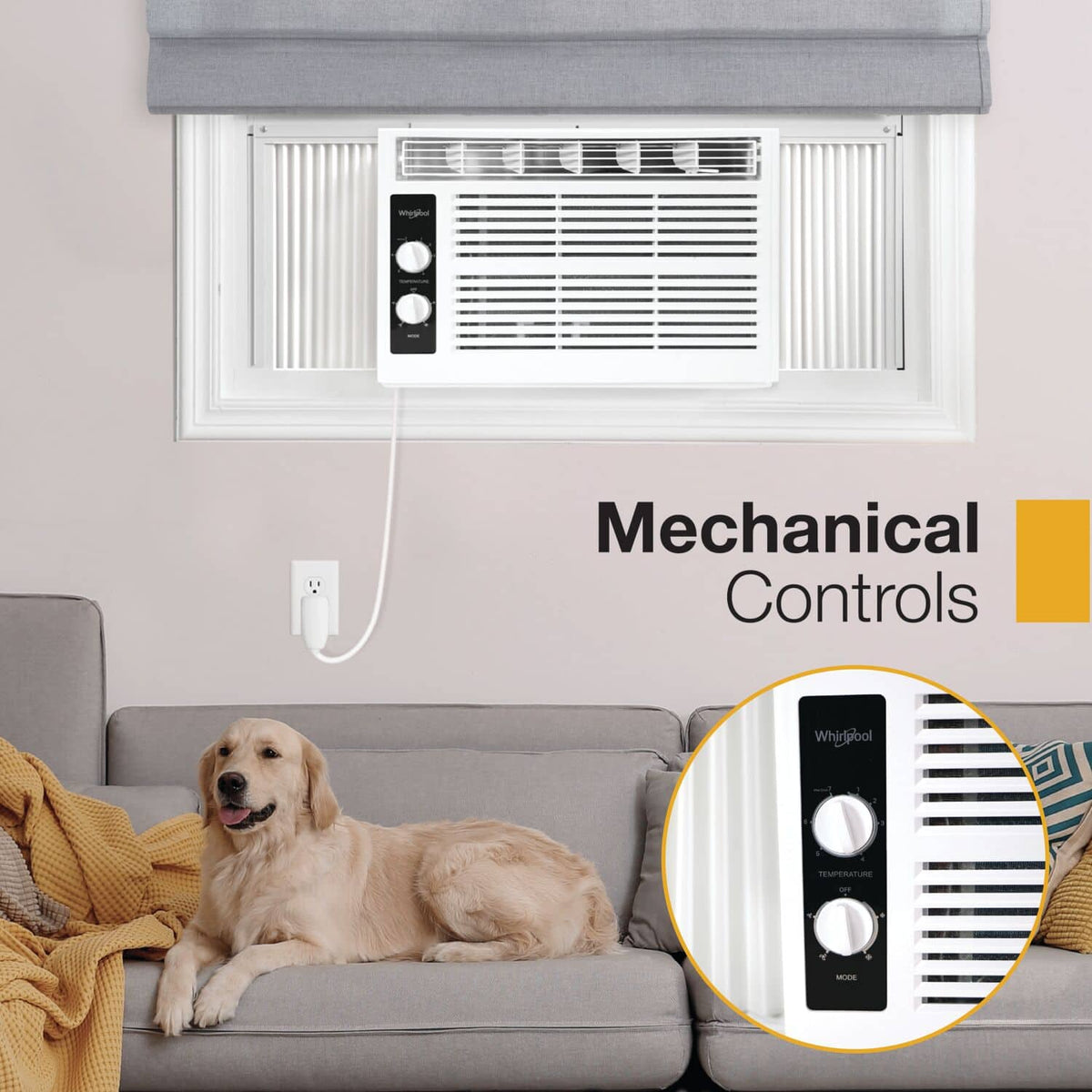 Whirlpool - 150 Sq. Ft 5,000 BTU 115V Window-Mounted Air Conditioner - White