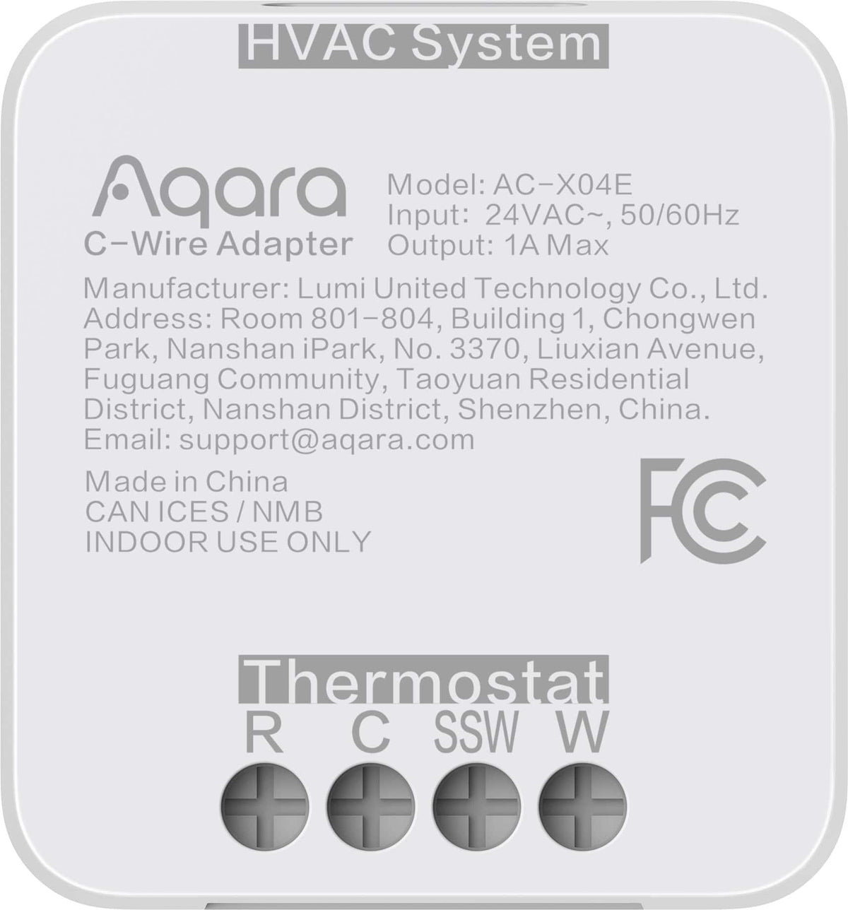 Aqara - C-Wire Adapter for W200 Smartq Thermostat - White