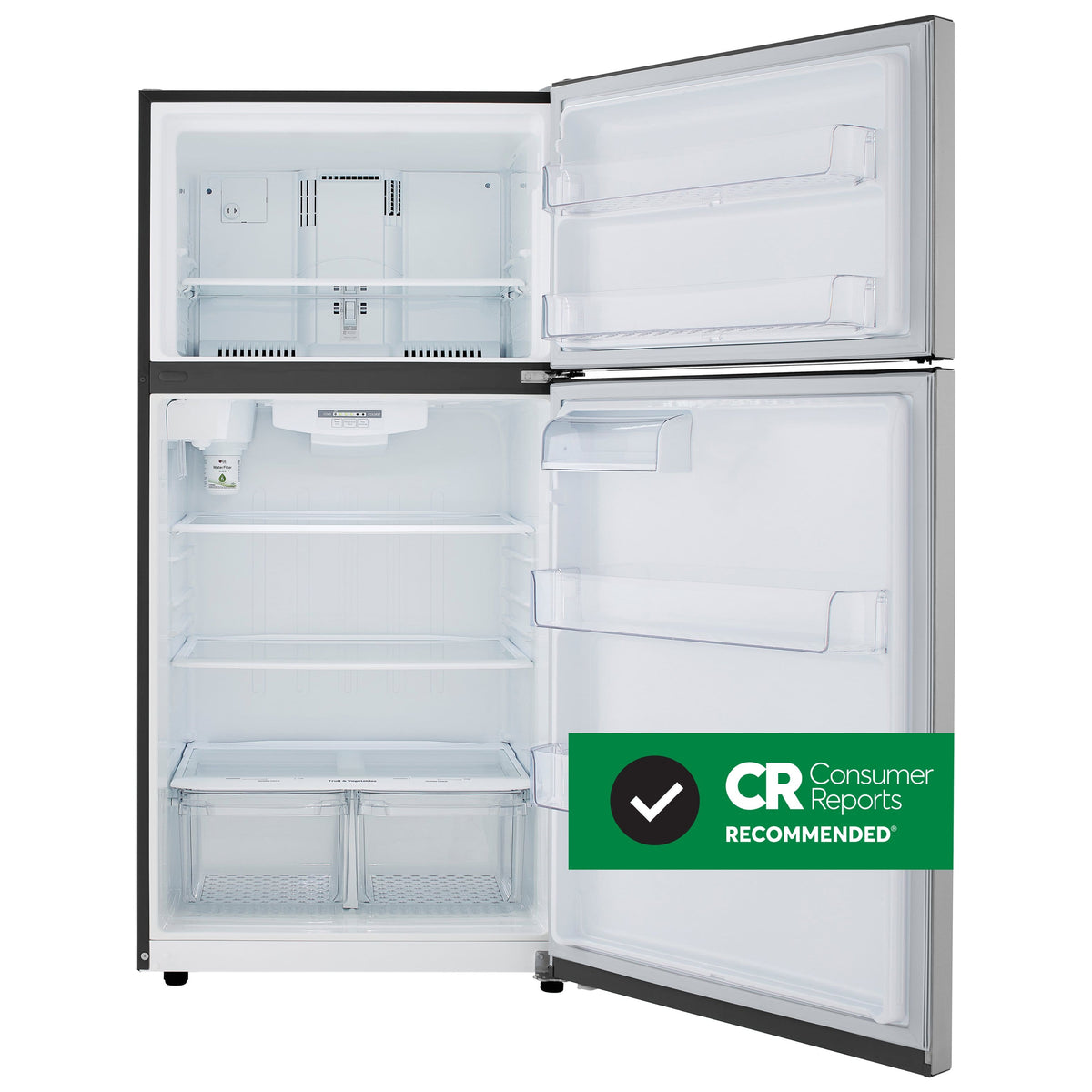 LG - 33-in Wide 23.8 Cu. Ft. Top Freezer Refrigerator with Internal Water Dispenser - Stainless Steel
