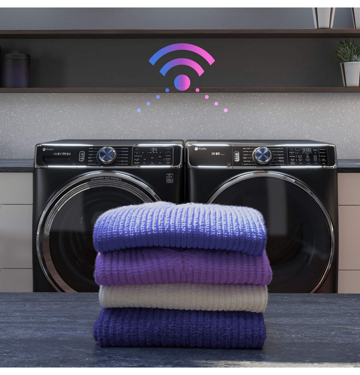 GE Profile - 7.8 Cu. Ft. Stackable Smart Gas Dryer with Steam and Sanitize Cycle - Jade Green