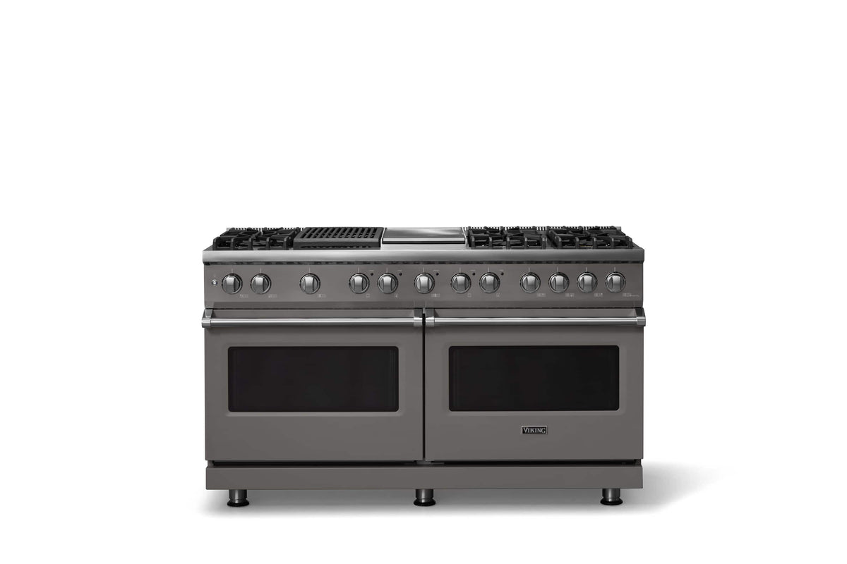 Viking - Pro 5 Series 9.4 Cu. Ft. Freestanding Sealed 8 Burner Dual Fuel Convection Range/Griddle/Grill - Damascus Gray - Damascus Gray