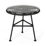 Petrichor - Outdoor Side Table With Tempered Glass And Steel Frame