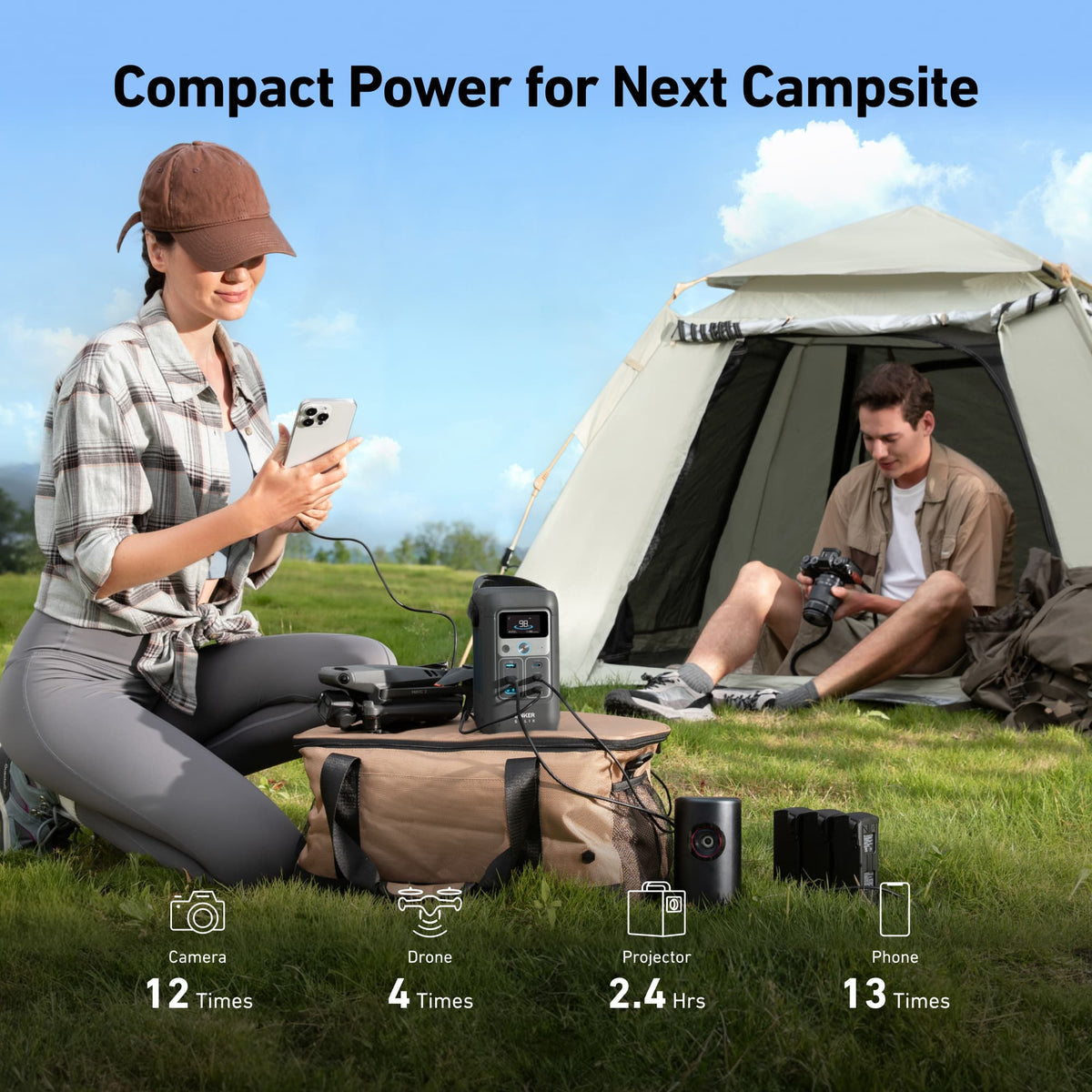 Anker - SOLIX C200X DC Portable Power Station 192Wh(60,000mAh)/200W Power Bank Station for Outdoor Camping,Traveling&Emergencies (192 Wh Capacity) - Black