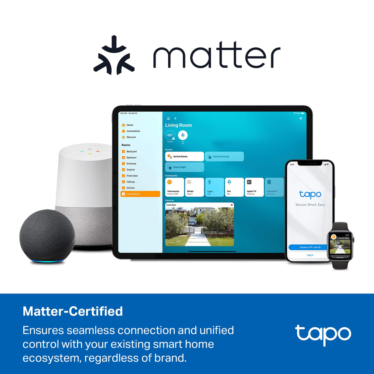 TP-Link - Tapo Smart Wi-Fi Outdoor Dual Plug - Control & Schedule Holiday Decorations & Outdoor Lights - Black